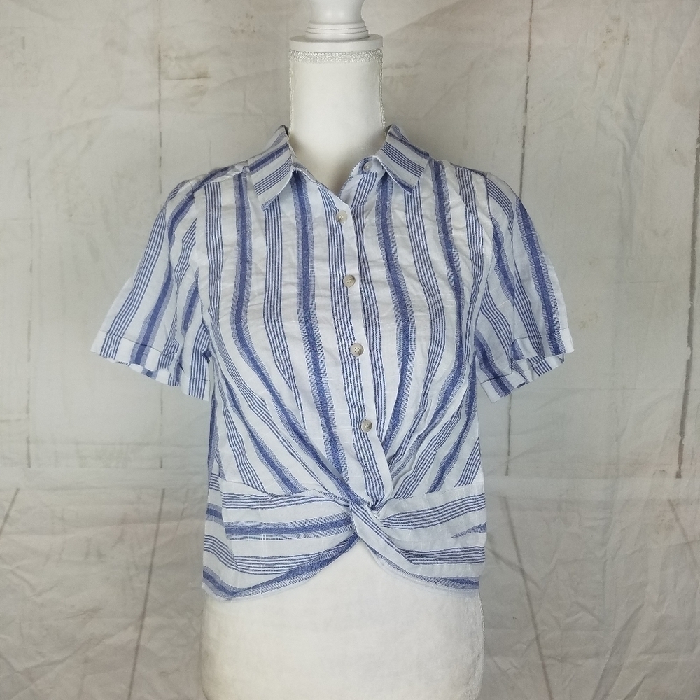 loveriche blue white twist front top